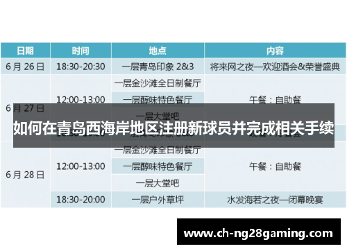 如何在青岛西海岸地区注册新球员并完成相关手续 如何在青岛西海岸地区注册新球员并完成相关手续
