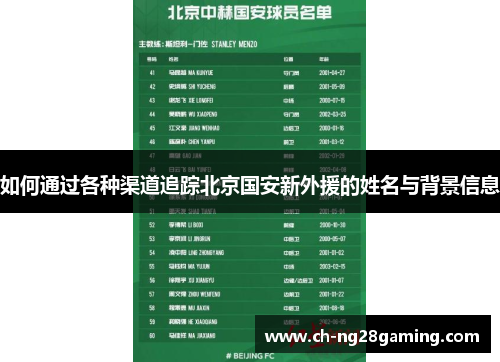 如何通过各种渠道追踪北京国安新外援的姓名与背景信息 如何通过各种渠道追踪北京国安新外援的姓名与背景信息
